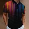 Camisa Polo Masculina Amazon 3D Gradiente Arco-Íris Listrada Moda Manga Curta Top Roupa Camiseta Respirável Camisa Polo
