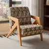 Silla Richard Estilo Chino Sofá Individual para Sala de Estar Silla de Sofá de Diseñador Balcón Retro Francés Ocio Silla de Sofá de Madera Maciza