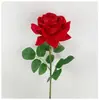 Flor de Rosa Simulada de Terciopelo de Alta Calidad con Cabeza Grande y Borde Enrollado para Decoración del Hogar, Bodas y Día de la Mujer