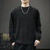 Nueva Camiseta de Manga Larga de Modal para Hombre Otoño, Estilo Americano y Japonés, Amigable con la Piel, Sencilla, Holgada, Camiseta Básica Casual