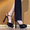 Sandalias de tacón de aguja sexy con remaches de 12 cm para mujer, sandalias de plataforma impermeables con punta fina y talón abierto
