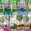Cama elástica con estructura de acero para cuatro personas, con luces, para parques, plazas y puestos, cama elástica para niños, equipo de diversión portátil para exteriores