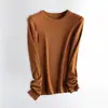 Camiseta de Base Meiyabi Proteína Essência Gola Redonda Manga Longa para Mulheres Outono e Inverno Novo Estilo Cor Lisa Moda Versátil Top