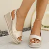 Sandalias Romanas Europeas y Americanas para Mujer, Sandalias de Plataforma, Sandalias de Cuña con Suela Gruesa Abiertas en la Punta Talla Grande Amazon, Nuevo Modelo Verano 2025 con Hebilla