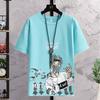 Camiseta Masculina Nova de Verão Tendência Estampada Casual Manga Curta Moda Jovem Gola Redonda Versátil Meia Manga