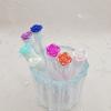 Cepillo de rímel de tubo de ensayo con forma de flor, cepillo de rímel de cristal con tubo, peine para pestañas, cepillo de rímel de tubo de ensayo, venta al por mayor transfronteriza