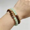Pulseira Simples de Contas de Madeira Verde para Mulheres, Estilo Ins Vintage Artístico, Pulseira de Contas, Tendência Nacional, Novo Estilo Chinês, Acessório de Mão Versátil