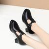 Una generación de tacones altos zapatos de boca profunda para mujer primavera y otoño tacón grueso cuero suave zapatos de madre zapatos de trabajo zapatos de pasarela para mujer