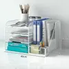 Prateleira de Arquivo de Grade de Ferro Multicamada para Mesa Organizador em Camadas para Documentos A4 Cesta Organizadora de Pastas de Arquivo para Escritório