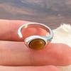 Maillard Ojo de Tigre Anillo Abierto Ajustable para Mujer Diseño de Nicho Sentido Anillo de Dedo Retro Industria Pesada Anillo Ovalado