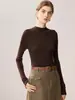 Nueva colección de otoño e invierno: Suéter de punto para mujer, ajuste ceñido, cuello alto medio, mezcla de lana pura, manga larga, perfecto como capa interior