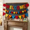 Exclusivo para ventas transfronterizas: Decoración de regreso a clases banderín de fieltro de manzana juego de banderas BIENVENIDO DE REGRESO A LA ESCUELA
