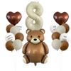 Set de Globos de Osito Mate Lindo con Foil Arcoíris Corazón Número Decoración para Fiesta de Cumpleaños Infantil Globos Arcoíris