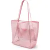 Bolsa de Praia Dobrável de Malha Transfronteiriça, Bolsa de Ombro Tote de Viagem, Bolsa de Armazenamento Multiuso de Grande Capacidade