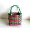 Bolsa de Cesta Pequeña Tejida Color Viento Bolsa Cuadrada Cesta Portátil para Verduras Bolso de Hombro Combinación para Picnic y Fotos Bolso de Playa