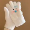 Lindos Guantes de Punto con Muñeco de Nieve y Lazo Blanco para Mujer en Invierno Forrados de Felpa para Heattech, Resistentes al Frío y al Viento para Estudiantes que Andan en Bicicleta