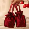 Bolsa de dulces para boda con Gipsófila, satín de alta gama con diamantes, bolsa brillante para empaquetar dulces de boda, caja de dulces para boda, bolsa de tela para boda