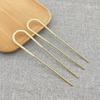 Horquilla de Hierro Xiangyun en Forma de U para DIY Estilo Antiguo Hanfu Doble Paso Recto Horquilla con Borla Horquilla Galvanizada Accesorio para el Cabello de Flor
