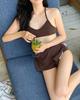 Traje de Baño Dividido Bikini de Gama Alta para Mujer Puro Deseo Manantial Caliente Estilo Falda de Cintura Alta Cubriendo Carne y Adelgazante Traje de Baño Conservador Manantial Caliente