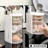Caja de Almacenamiento Giratoria para Brochas de Maquillaje a Prueba de Polvo Organizador de Esponjas de Belleza para Escritorio Estante de Almacenamiento para Labiales Caja de Almacenamiento para Tocador