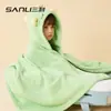 Bata de Baño con Capucha de Dibujos Animados Sanli para Niños, Manta de Coral Absorbente, Bata Portátil para Bebé, Toalla Envolvente