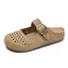 Diseño Retro de Nicho Sandalias Birkenstock de Piel Genuina para Mujer Zapatos Individuales Modelo Nuevo 2026 Suela Suave Sandalias Cerradas con Huecos