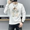 Camisola moda em torno do pescoço outono einverno Nova Estação Europeia strass quente em relevo beleza cabeça moda dos homens de manga comprida slim top