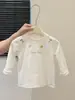 Nuevo Estilo Camiseta Base Bordada Estilo Coreano para Niñas Primavera para Bebés Moda Tendencia Top Infantil Ropa Infantil