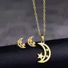 Novos Acessórios de Hip Hop Europeus e Americanos Conjunto de Colar e Brincos de Aço Inoxidável para Mulheres Conjunto Gone Estrela Lua Colar