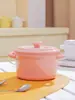 Er Li Bol para Hornear con Tapa, Bol para Postre Binaural, Bol para Sopa, Cerámica, Bol para Huevo al Vapor, Taza, Tapa para Bol de Comida Complementaria para Bebé, Alta Resistencia