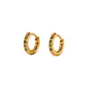 Brincos Populares Transfronteiriços de Aço Inoxidável Banhado a Ouro PVD 18K com Incrustação de Zircônia Colorida, Argolas Simples, À Prova d'Água