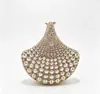 Bolsa de Festa Transfronteiriça Única Cravejada de Diamantes Pronta para Envio, Bolsa de Diamante com Caixa Rígida de Metal Vazado, Vestido de Banquete de Comércio Exterior