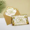 Set de tarjetas de agradecimiento de Amazon con estampado de lámina dorada, tarjetas plegables en blanco estilo ins en inglés con sobres para saludos navideños transfronterizos