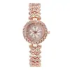 Comercio Exterior Transfronterizo Más Vendido Moda Pulsera Reloj Flor Diamantes Incrustados Fabricante Venta Directa Aroma Pequeño Full Diamante Reloj de Cuarzo para Mujer