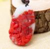 Pingente de Jade Natural Atacado, Máscara Externa Finamente Esculpida, Pingente de Jade Imitação Sangue de Galinha, Colar com Pingente de Jade Xinjiang Hetian e Jade Branco