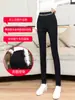 Calças Leggings Pretas para Uso Externo Feminino 2025 Novo Estilo Quente Cintura Alta Elásticas Slim Calças Lápis Outono e Inverno Calças com Forro de Lã para Mulheres