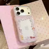 Estilo Fofo e Feminino Adequado para Capa de Celular Apple 17 iPhone 16 Pro Transparente com Glitter e Desenho de Cachorrinho para 18/15 com Pequeno Porta-Cartões