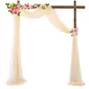 Decorações de Casamento Populares de Gaze Transfronteiriça para Arcos de Gramado ao Ar Livre, Cortinas de Arranjo de Casamento, Cortinas de Chiffon com Pérolas