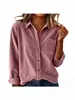 Camisa de Pana Transfronteriza 2026, Color Sólido, Cuello Campana, Chaqueta Casual Abotonada, Nueva Ropa de Mujer Europea y Americana para Otoño/Invierno en Amazon