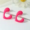 Brincos Simples em Forma de Coração Vazado e Forma de C, Acessórios de Orelha Coloridos em Acrílico Fosco, Versáteis para o Dia a Dia, Disponíveis em Pino e Presilha