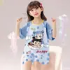 Pijama de Niña Estilo Verano Algodón Puro 2025 Nuevo Manga Corta Estilo Delgado Nezha Niñas Ropa de Casa para Niños Grandes Venta al por Mayor