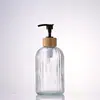 Botella de Lavado de Manos de Rayas Verticales de Alta Calidad, Vidrio Espeso, Botella Dispensadora Multifuncional para Loción y Gel de Ducha, Botella de Vidrio Resistente a la Humedad y al Calor