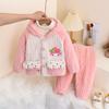 Conjunto de Ropa de Casa de Terciopelo Coral para Niñas Otoño e Invierno 2026 Pijama Caliente para Bebé Niña Franela Elegante y Cómodo Conjunto de Dos Piezas
