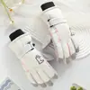 Guantes de Esquí para Mujer, Diseño de Cachorro de Dibujos Animados, Ciclismo al Aire Libre para Estudiantes, A Prueba de Frío, Forrados de Felpa, Engrosados, Compatibles con Pantalla Táctil, Guantes Cálidos de Invierno