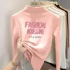 Y2310# Terciopelo alemán cálido ropa de mujer y niño cuello semi-alto camiseta interior primavera y otoño niños grandes estilo extranjero en otoño e invierno