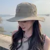 Chapéu de Pescador com Aba Larga para Caminhada Proteção Solar Primavera Verão Exterior Chapéu com Toldo Anti-UV Versátil Chapéu de Montanhismo