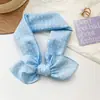 100% Algodón Diseño Coreano Cuadros Azules Cuadrado Pequeño Bufanda para Mujer Primavera Verano Versátil Combinación Camisa Decoración Bufanda Pequeña para Cuello Bufanda de Seda