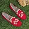 Transfronterizo 2024 Nuevo Estilo Tejido de Punto Redondo Punta Redonda Zapatos de Mujer Estilo Europeo y Americano Planos Boca Baja Flor de Mariposa Moda Zapatos Individuales Mujer Venta al por Mayor