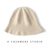 Chapéu de tricô de cashmere estilo coreano chapéu de pescador versátil para mulheres faz o rosto parecer menor chapéu balde outono e inverno chapéu balde quente da moda