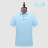 Polo de manga corta con solapa secundaria, de seda morera intercolor de 200 g, antibacteriano 5A de alta gama, con estampado personalizado y bordado de logotipo.